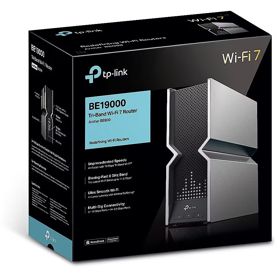 TP-Link Archer BE19000 Wi-Fi 7 ルーター TP-LINK BE19000 TRI BAND WI-FI 7 ROUTER 2X10G LAN/WAN + 4X2.5G